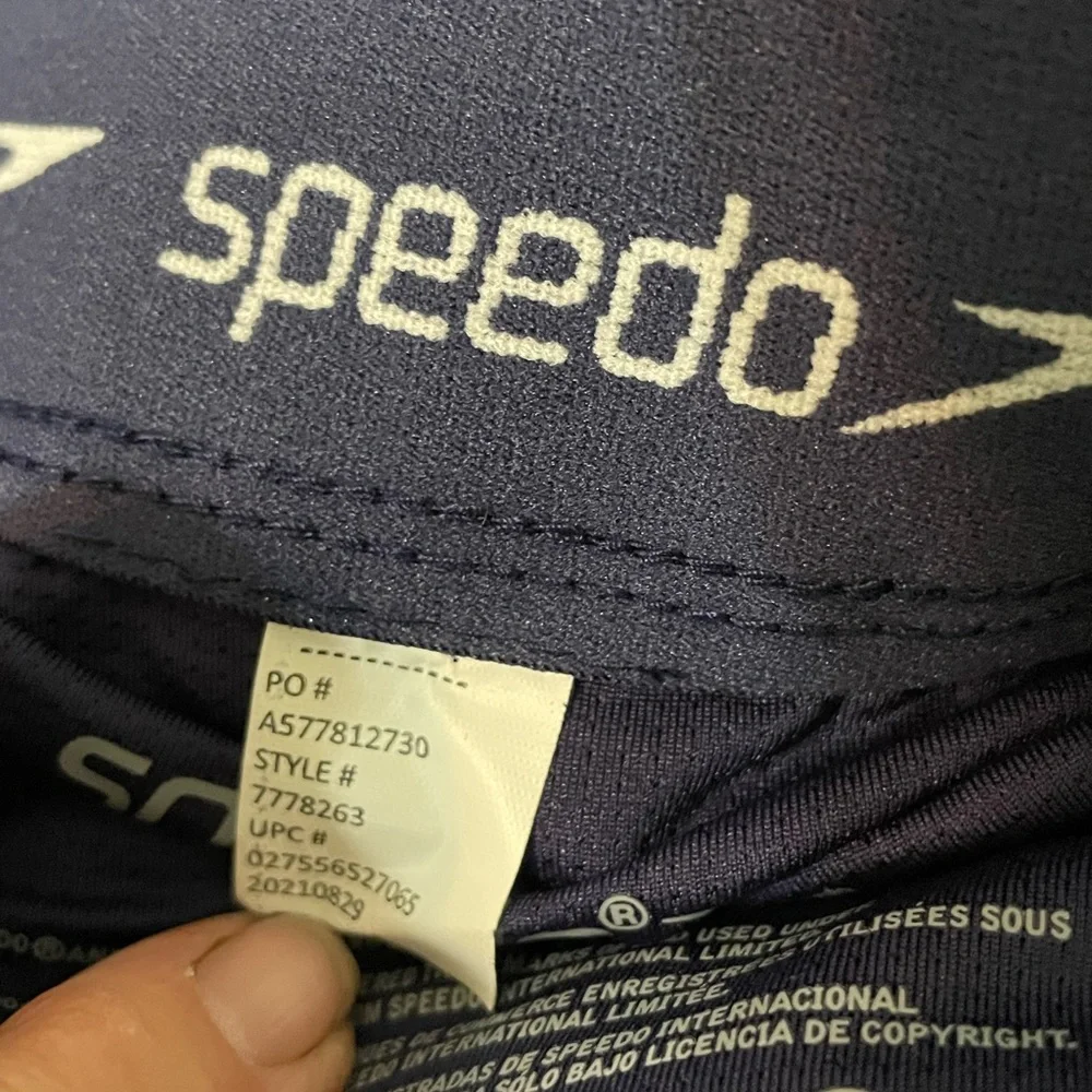 Speedo TechVolley Navy Blue Streaked Swim Trunks  Way Stretch UPF 50+ NEW XXL